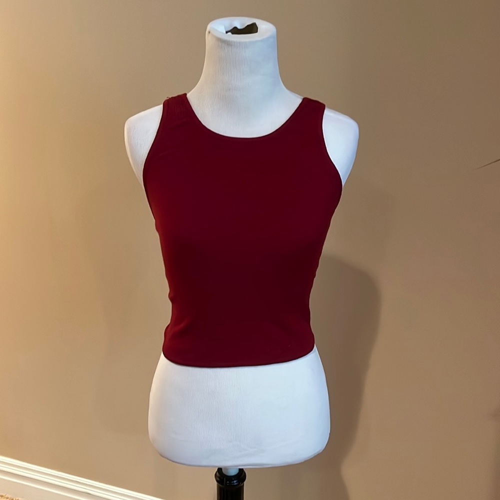 House of Three burgundy high neck tank top